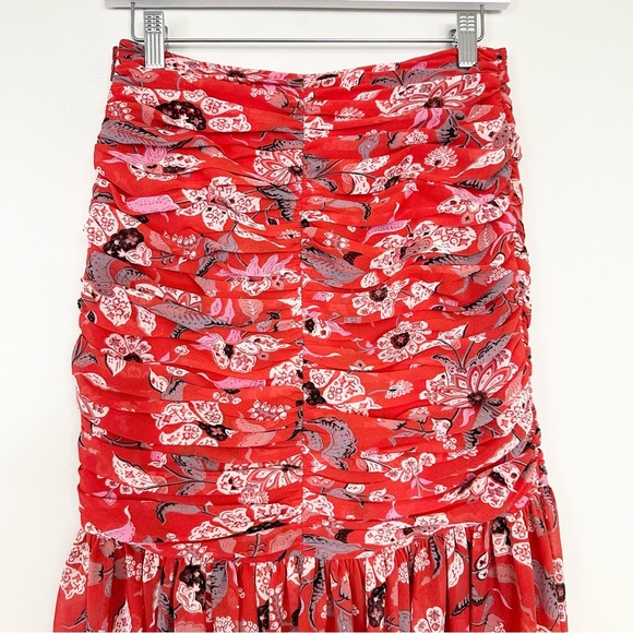 Cinq a Sept Kathleen Ruched Georgette Midi Skirt Venetian - Picture 7 of 12